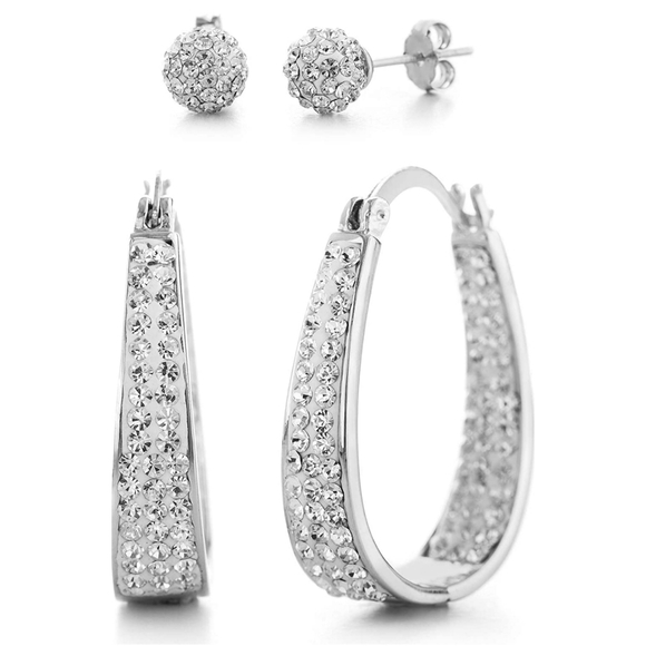 Hoop earring for women made with Swarovski Crystal - Picture 3 of 10